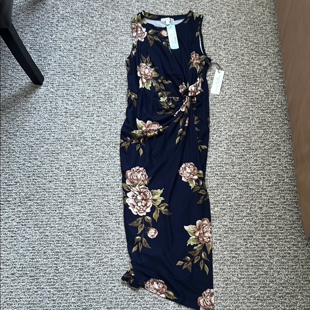 Nine Britton Blue and Cream Midi Dress